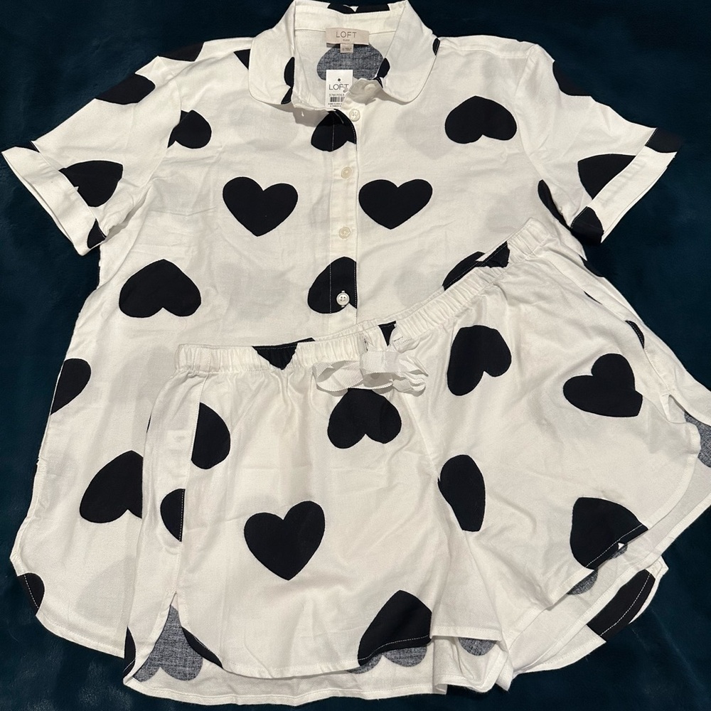 LOFT Sleepwear with Black Heart Design